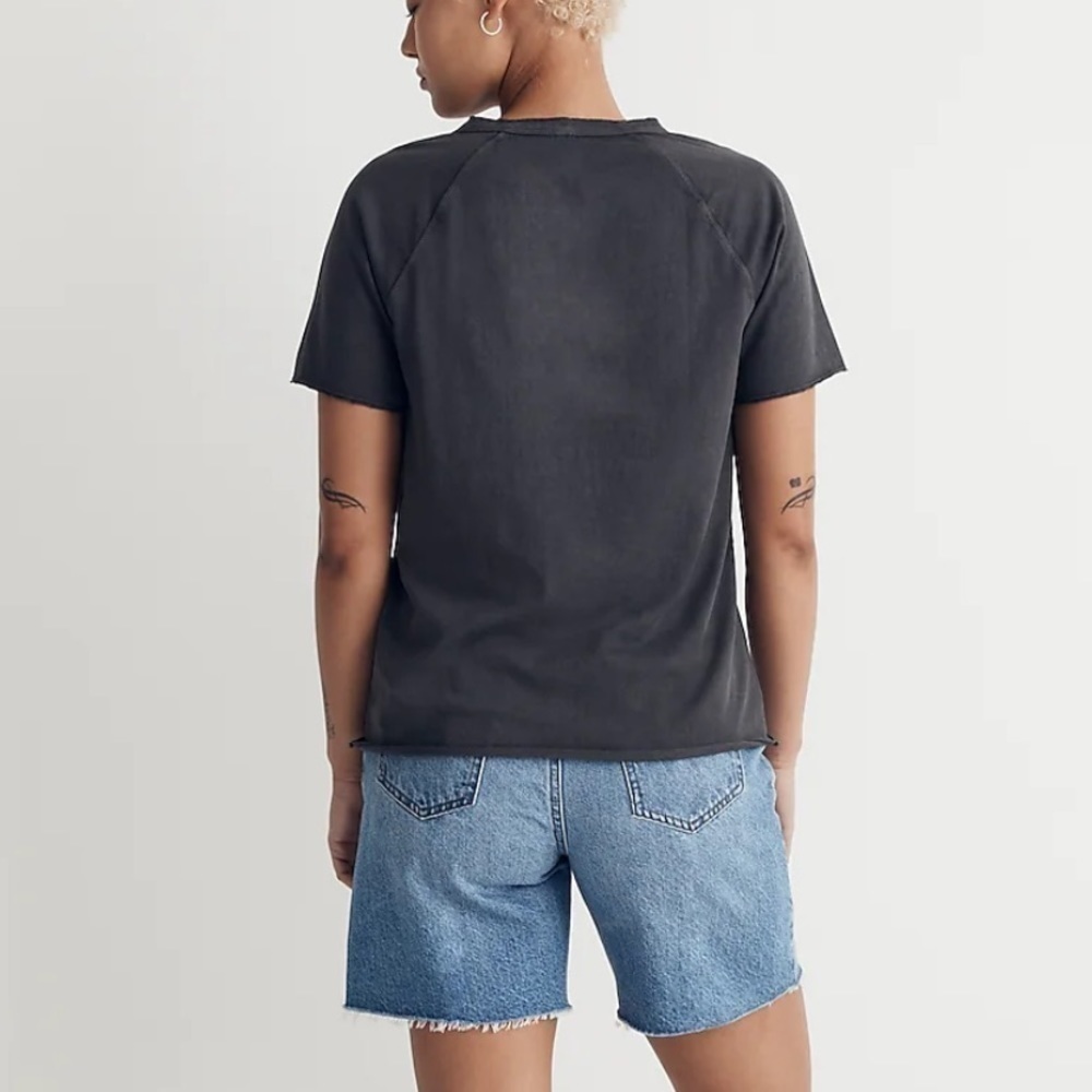 Madewell Black Garment Dyed Raglan Henley Tee XS - Picture 2 of 11